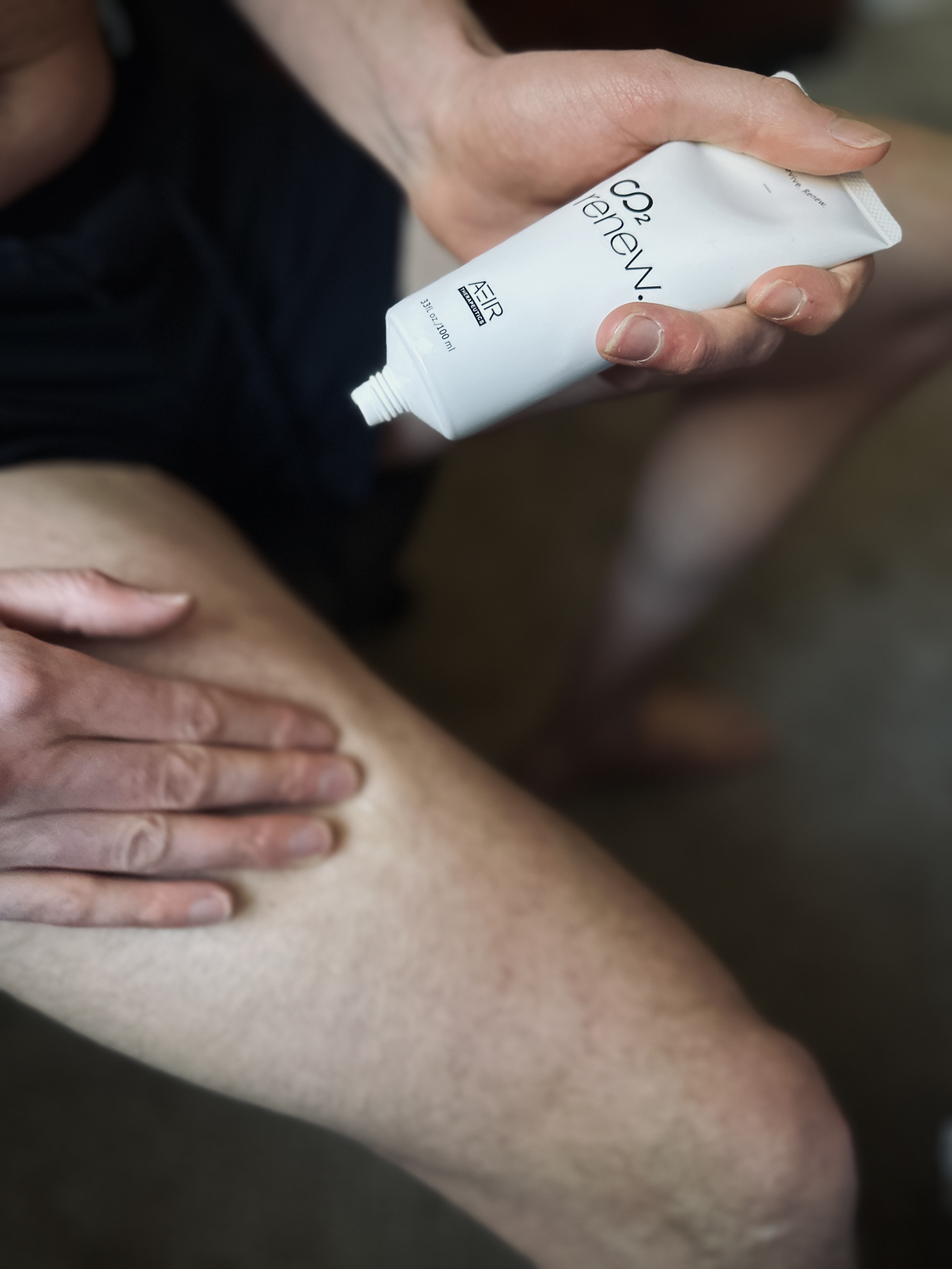 Applying CO2 Renew paste to skin